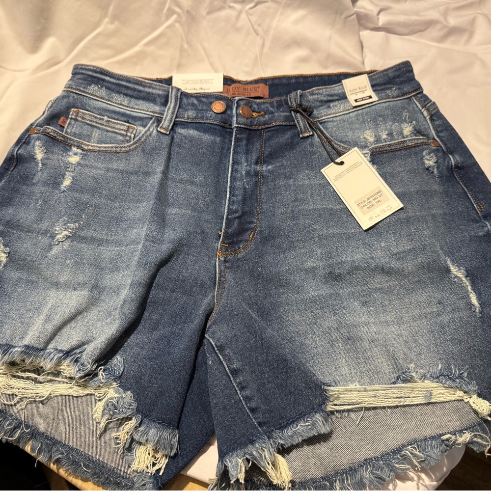 Judy Blue Frayed Hem Jean Shorts